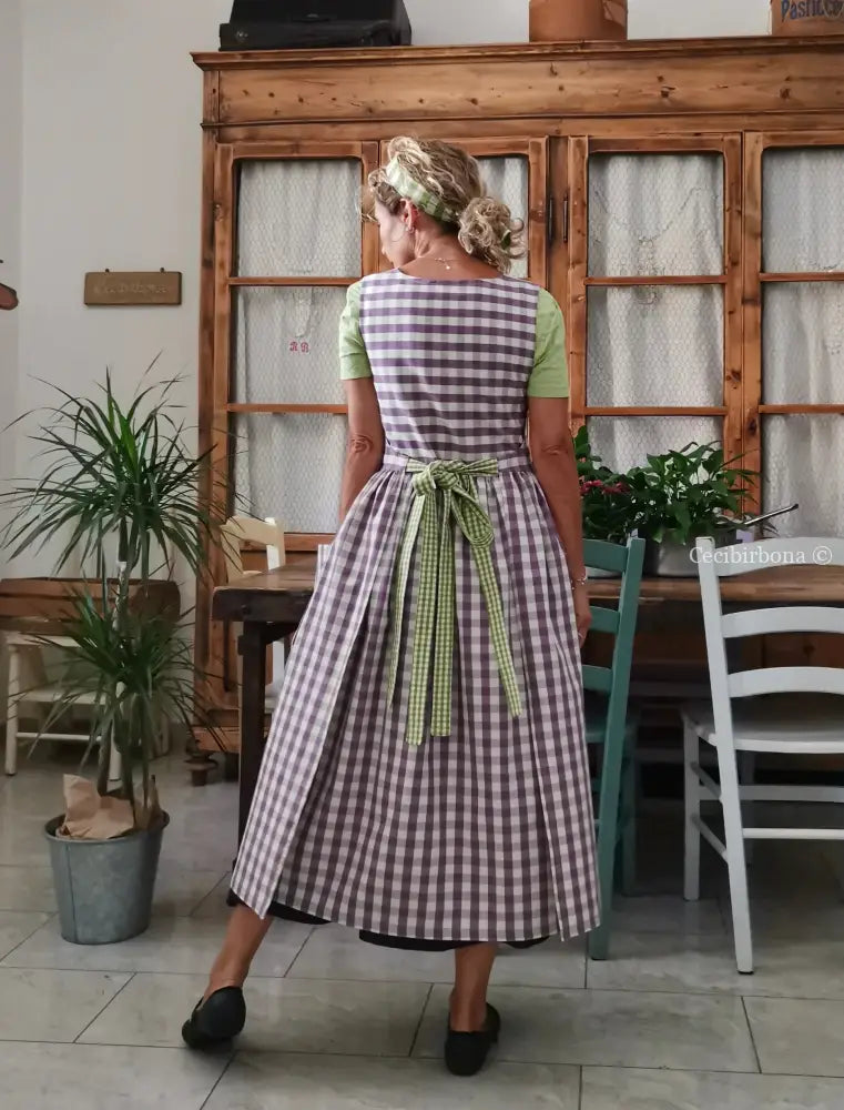 Grembiule a quadri viola (Ref. 418) grembiule donna tessuti moderni