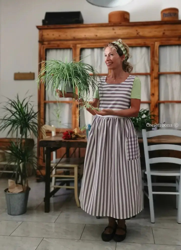 Grembiule a righe viola (Ref. 419) grembiule donna tessuti moderni