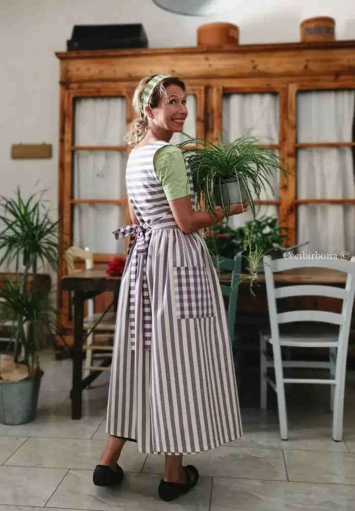 Grembiule a righe viola (Ref. 419) grembiule donna tessuti moderni
