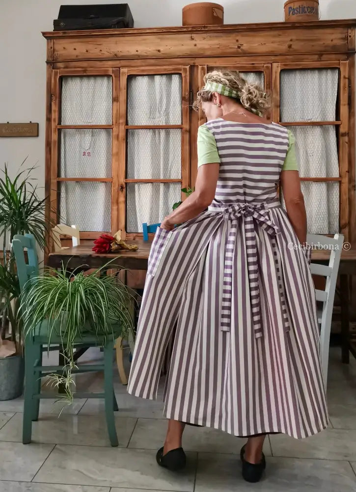 Grembiule a righe viola (Ref. 419) grembiule donna tessuti moderni