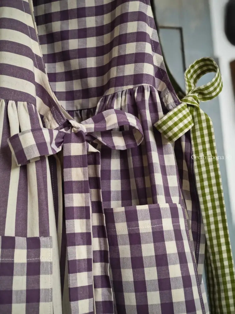 Grembiule a righe viola (Ref. 419) grembiule donna tessuti moderni