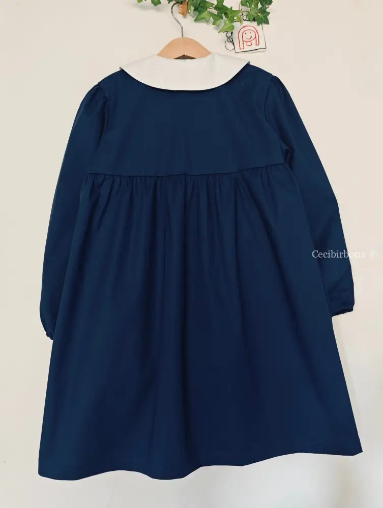 Grembiule blu con i tulipani rosa grembiule scuola bimba