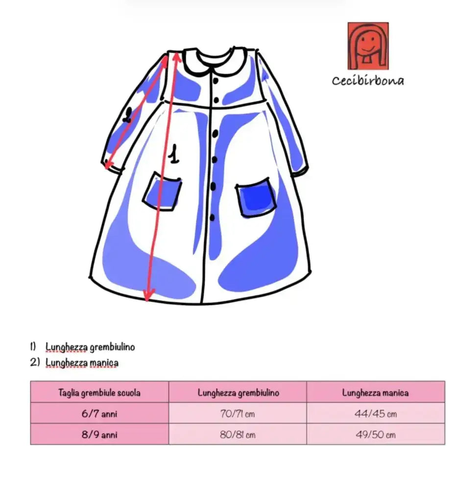 Grembiule blu con i gattini su base scura con rouche - grembiule scuola bimba