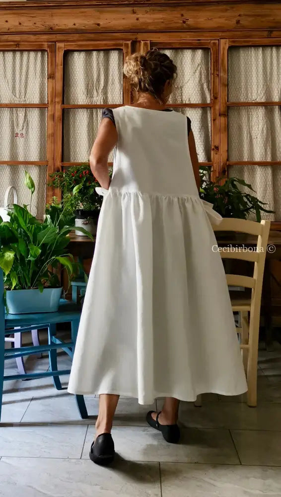 Grembiule con monogramma azzurro GL e sfilatura (Ref. 536) - grembiule donna tessuti antichi