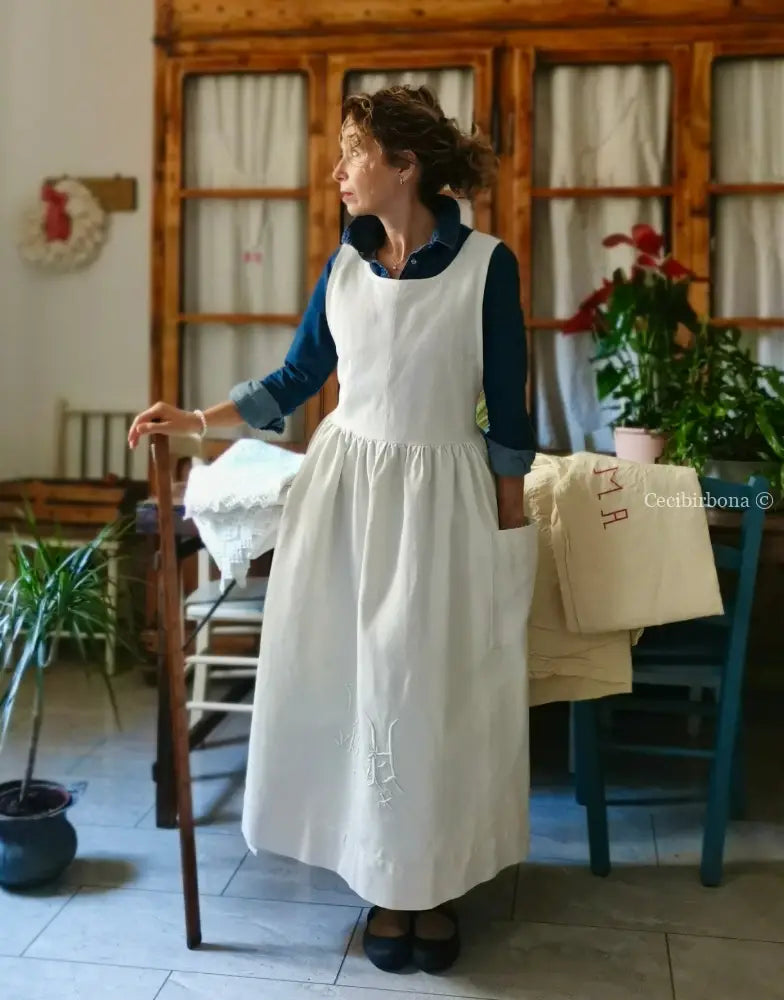 Grembiule con monogramma TH (Ref. 473) grembiule donna tessuti antichi