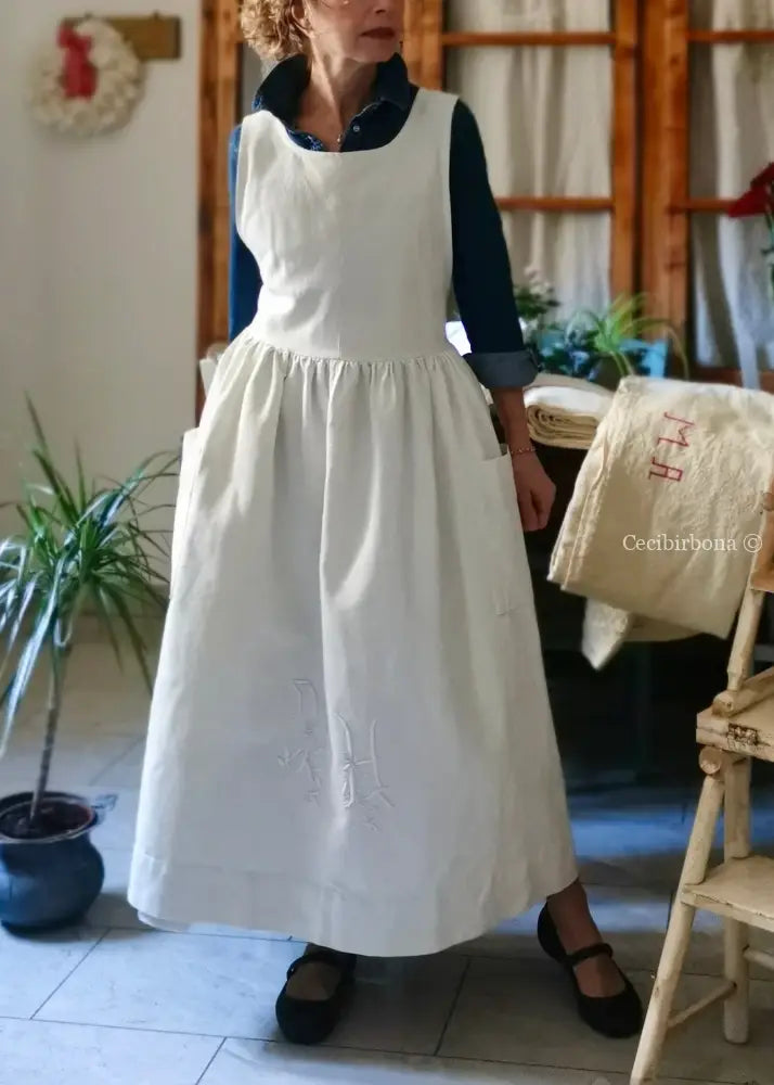 Grembiule con monogramma TH (Ref. 473) grembiule donna tessuti antichi