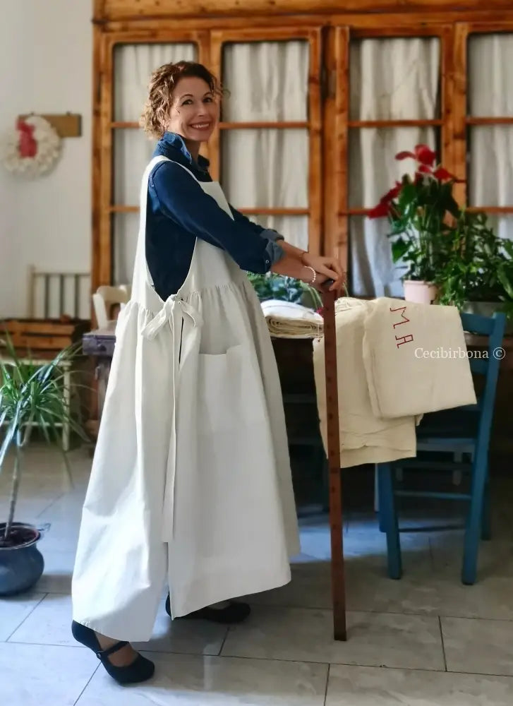 Grembiule con monogramma TH (Ref. 473) grembiule donna tessuti antichi