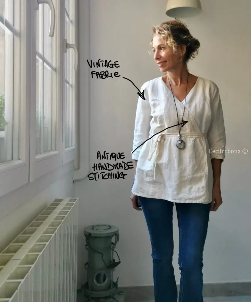 Grembiule corto incrociato grembiule donna tessuti antichi