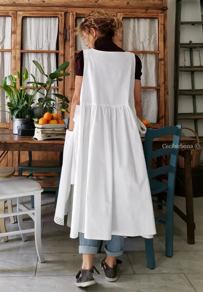 Grembiule da cucina con pizzo grembiule donna tessuti antichi