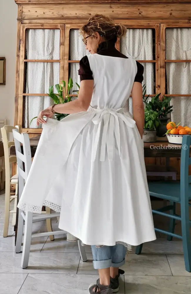 Grembiule da cucina con pizzo grembiule donna tessuti antichi