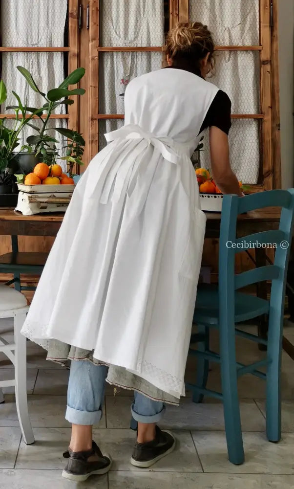 Grembiule da cucina con pizzo grembiule donna tessuti antichi