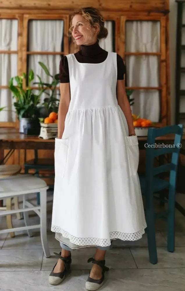 Grembiule da cucina con pizzo grembiule donna tessuti antichi