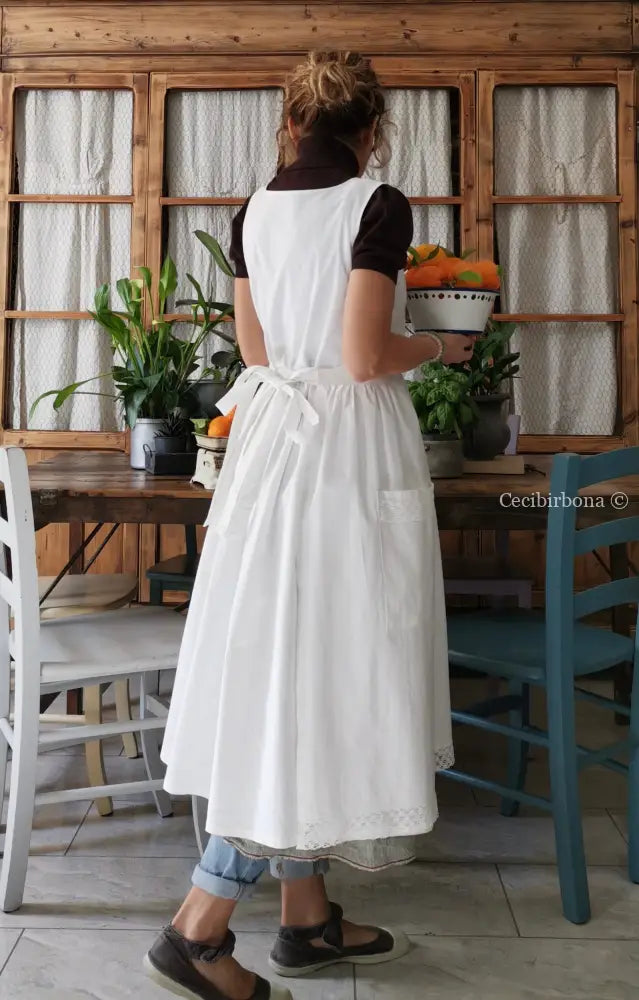 Grembiule da cucina con pizzo grembiule donna tessuti antichi