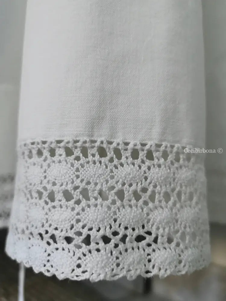 Grembiule da cucina con pizzo e monogramma PT (Ref. 09) grembiule donna tessuti antichi