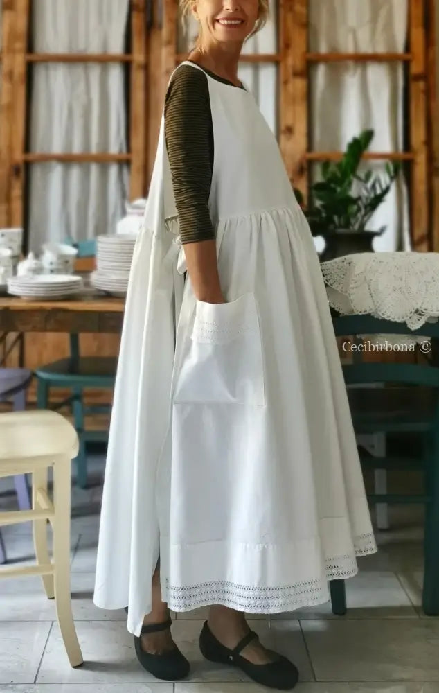 Grembiule da cucina con pizzo e monogramma PT (Ref. 09) grembiule donna tessuti antichi