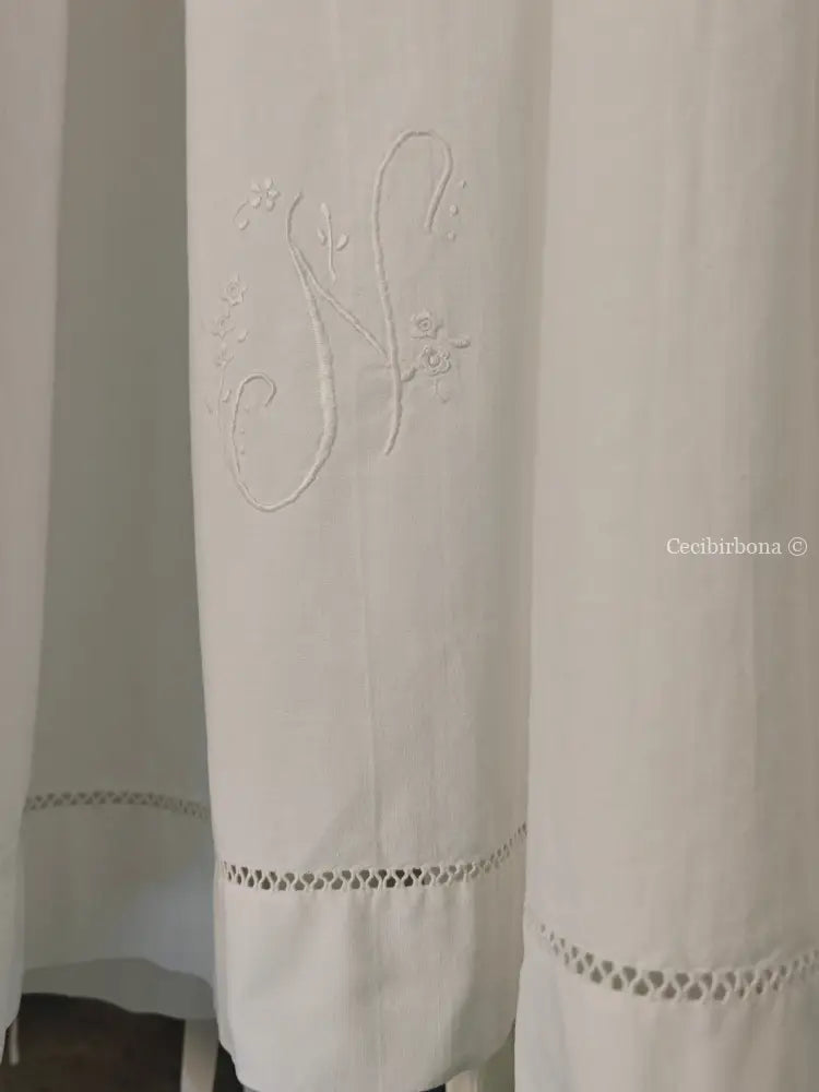 Grembiule da cucina con sfilatura e monogramma N (Ref. 501) grembiule donna in tessuto antico