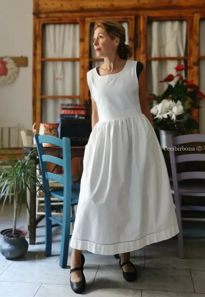 Grembiule da cucina con sfilatura e monogramma N (Ref. 501) grembiule donna in tessuto antico