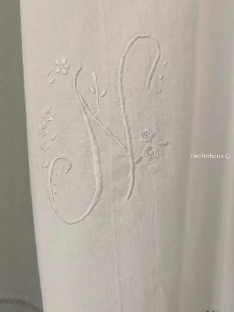 Grembiule da cucina con sfilatura e monogramma N (Ref. 501) grembiule donna in tessuto antico