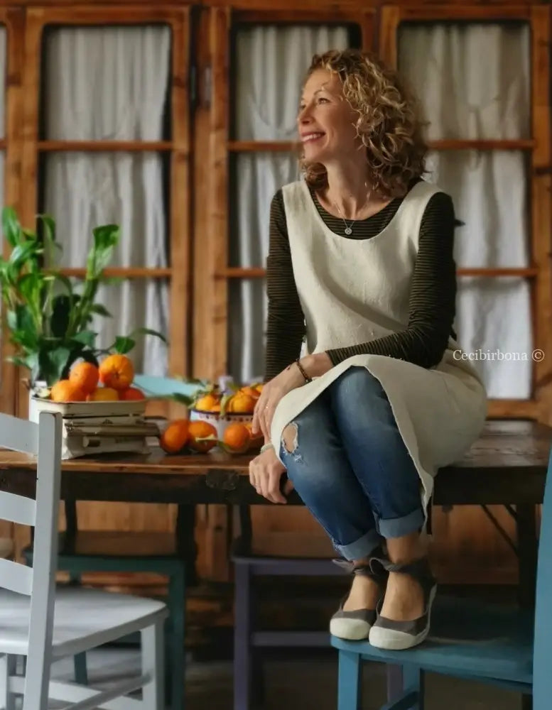 Grembiule da cucina in canapa e lino antico (Ref. 58) grembiule donna tessuti antichi