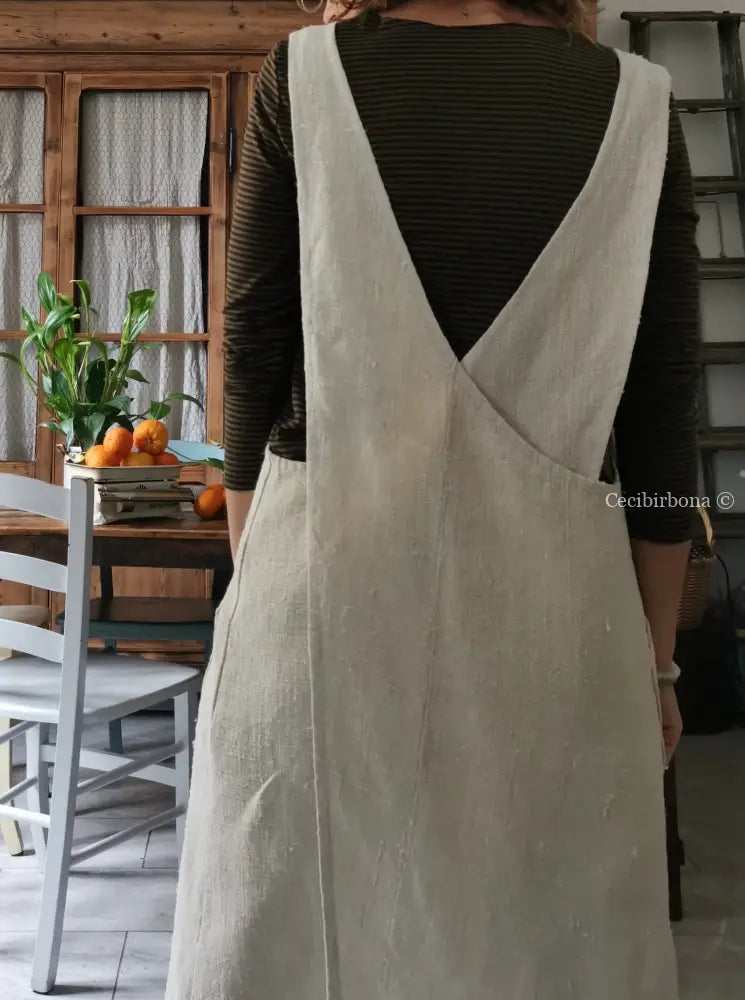 Grembiule da cucina in canapa e lino antico (Ref. 58) grembiule donna tessuti antichi