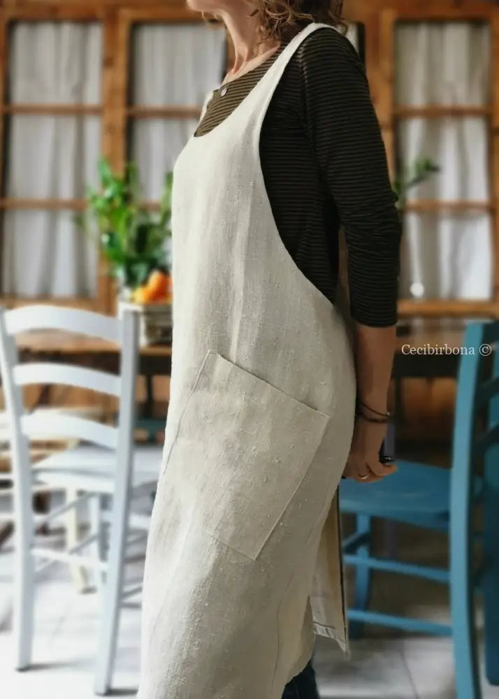 Grembiule da cucina in canapa e lino antico (Ref. 58) grembiule donna tessuti antichi