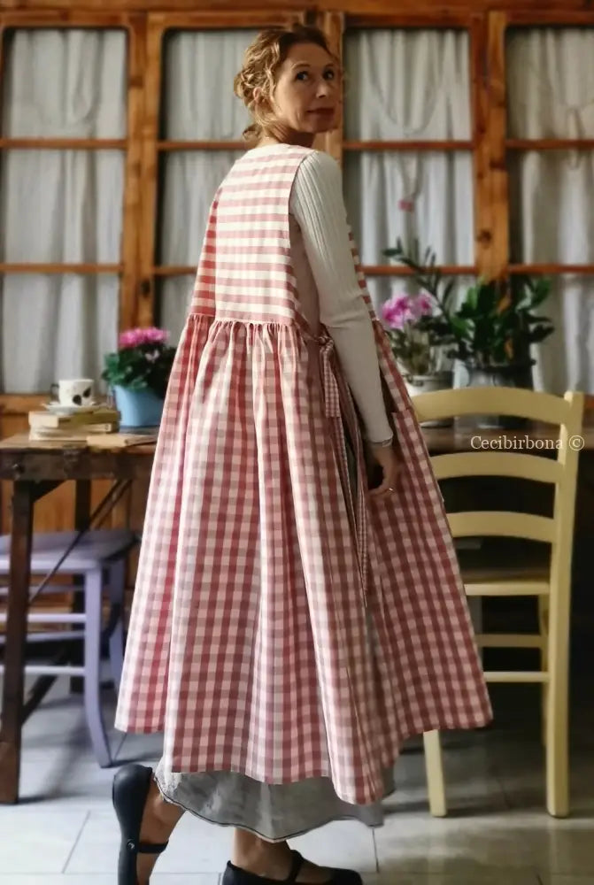 Grembiule da cucina in cotone a quadri rosa (Ref. 50) grembiule donna tessuti moderni