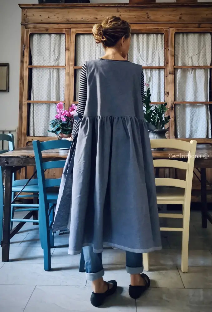 Grembiule da cucina in cotone blu marino (Rif. 84) grembiule donna tessuti moderni