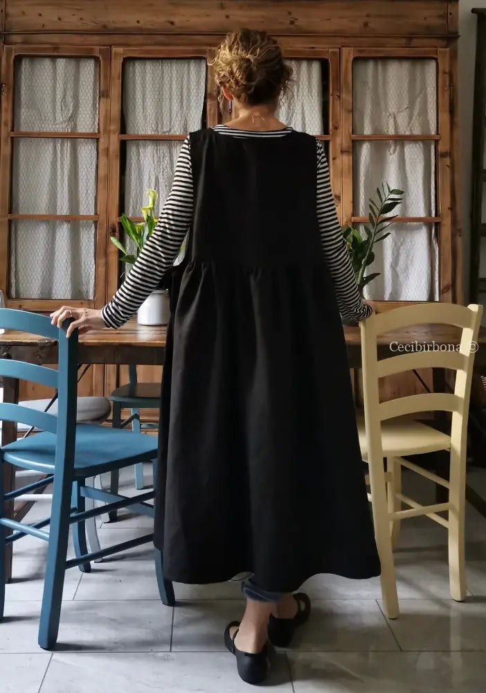 Grembiule da cucina in lino nero (Ref. 151) grembiule donna tessuti moderni