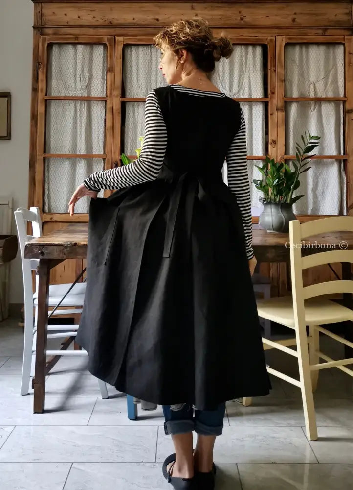 Grembiule da cucina in lino nero (Ref. 151) grembiule donna tessuti moderni