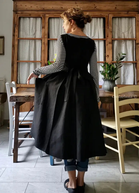 Grembiule da cucina in lino nero (Ref. 151) grembiule donna tessuti moderni
