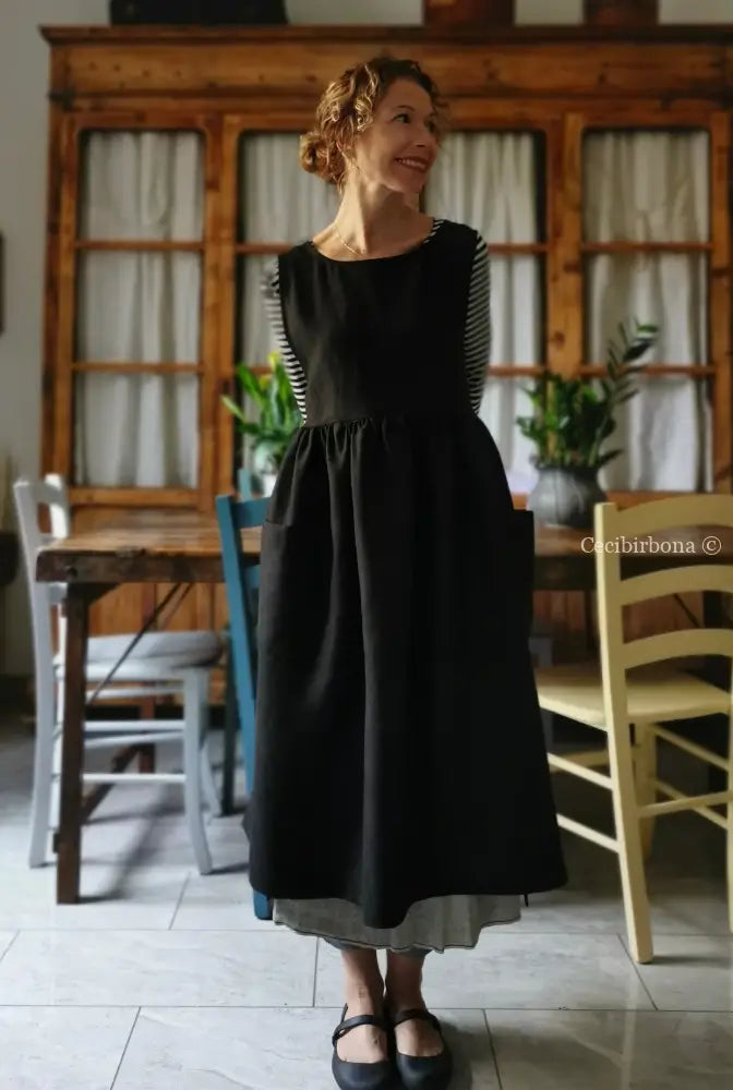 Grembiule da cucina in lino nero (Ref. 151) grembiule donna tessuti moderni