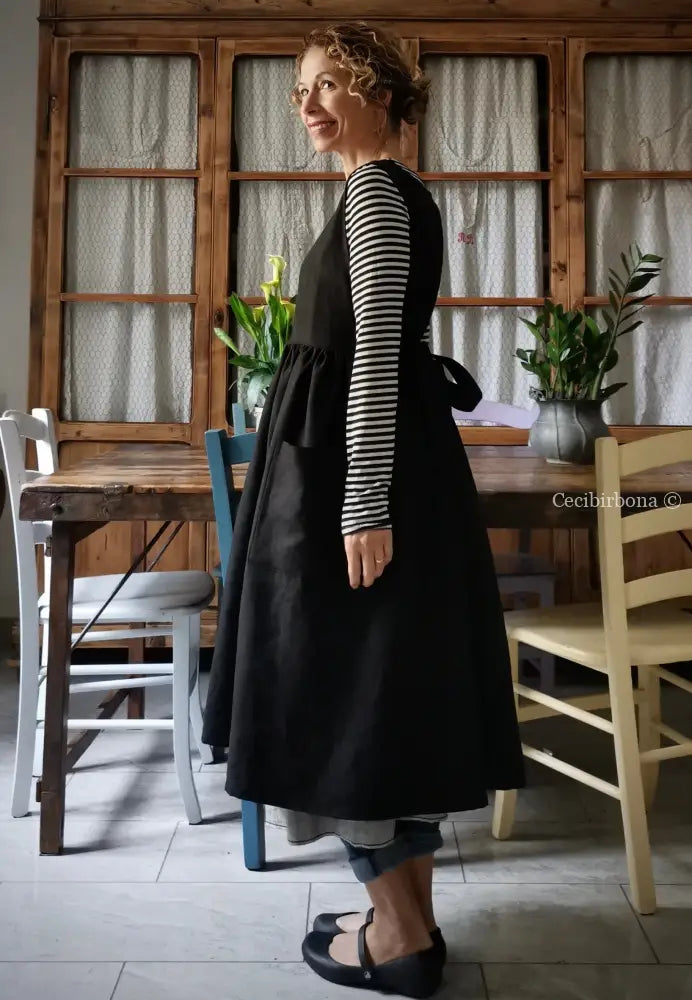 Grembiule da cucina in lino nero (Ref. 151) grembiule donna tessuti moderni