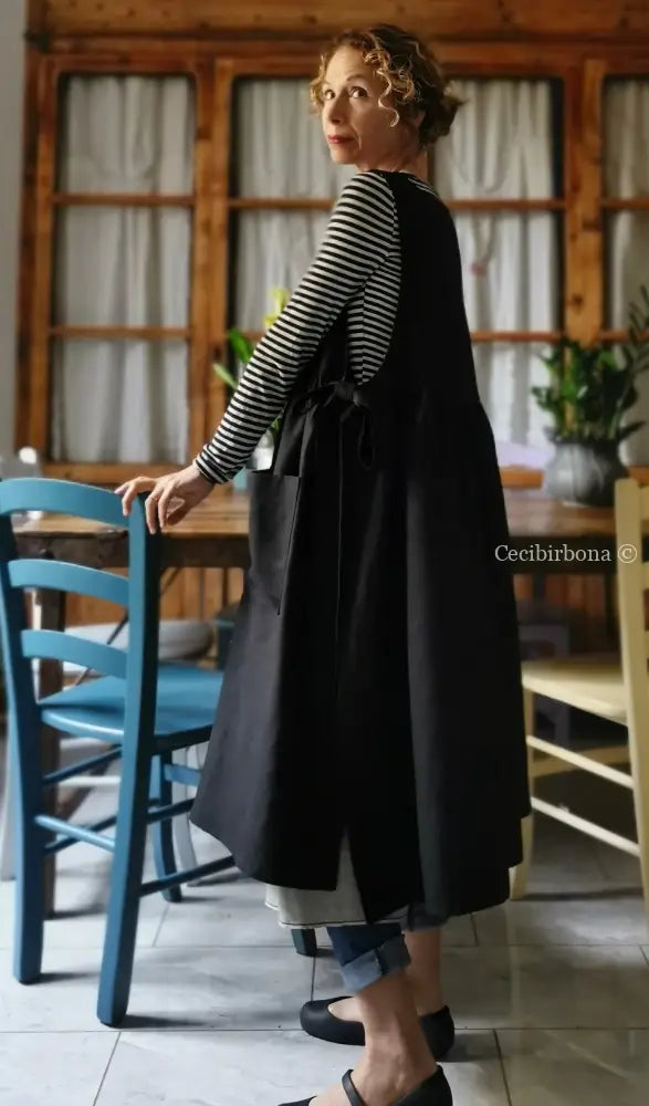 Grembiule da cucina in lino nero (Ref. 151) grembiule donna tessuti moderni