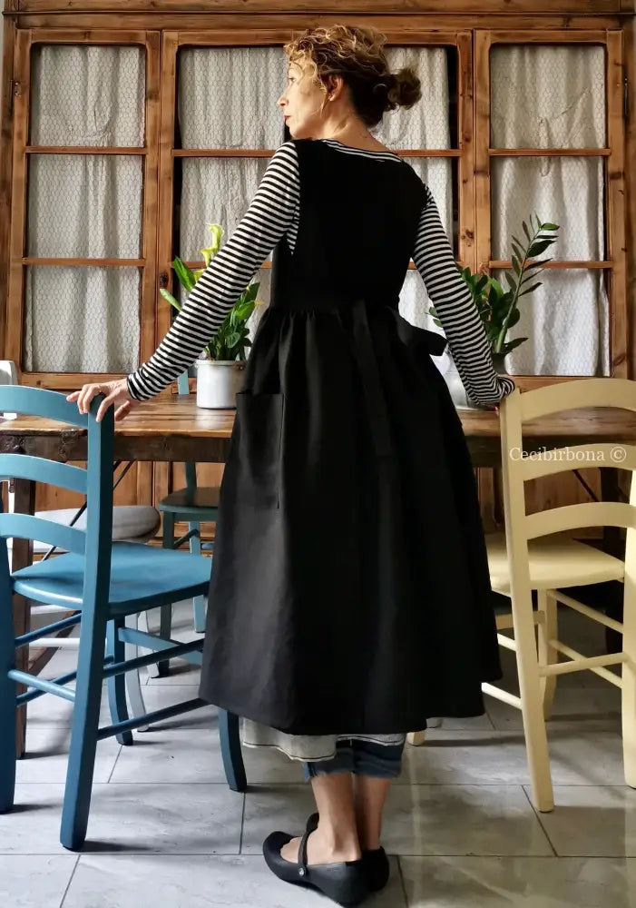 Grembiule da cucina in lino nero (Ref. 151) grembiule donna tessuti moderni