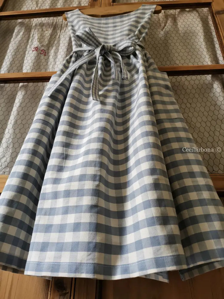 Grembiule da cucina per donna in cotone a quadri celesti (Ref. 78) grembiule donna tessuti moderni