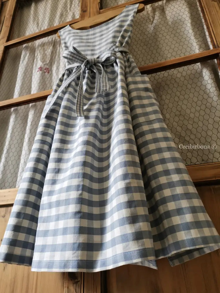 Grembiule da cucina per donna in cotone a quadri celesti (Ref. 78) grembiule donna tessuti moderni