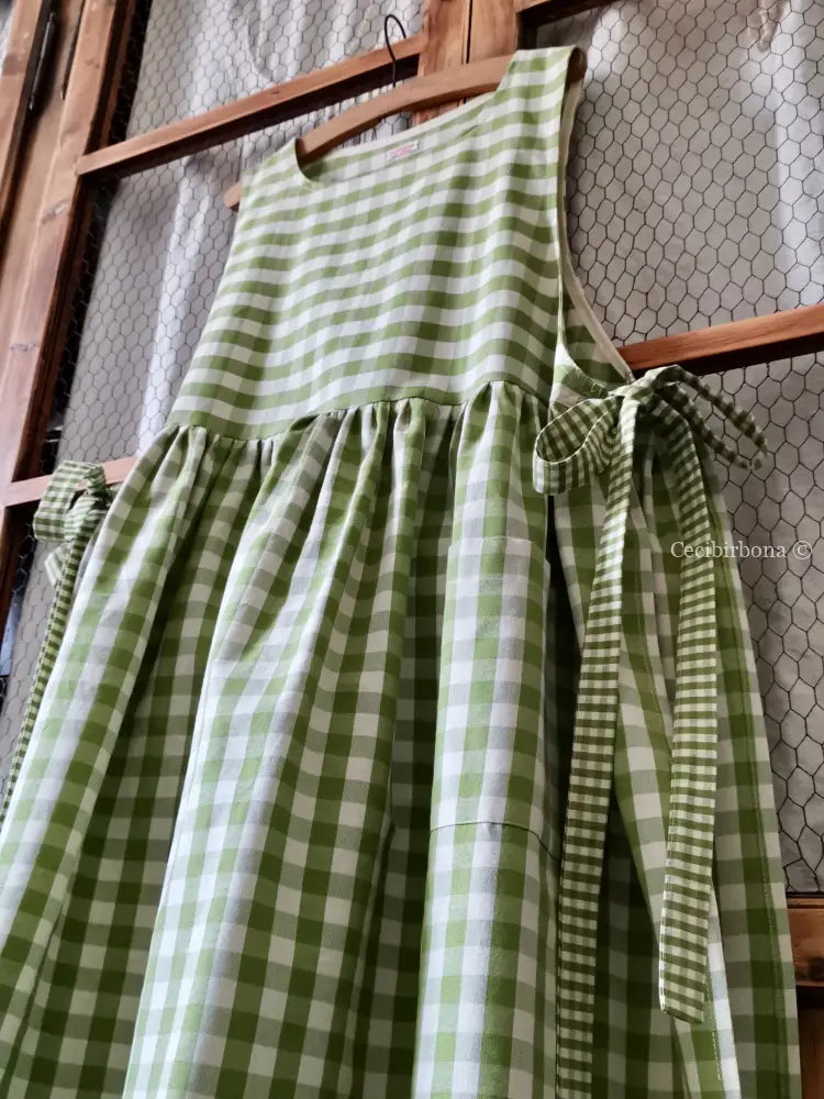 Grembiule da cucina per donna in cotone a quadri verde menta (Ref. 47) grembiule donna tessuti moderni