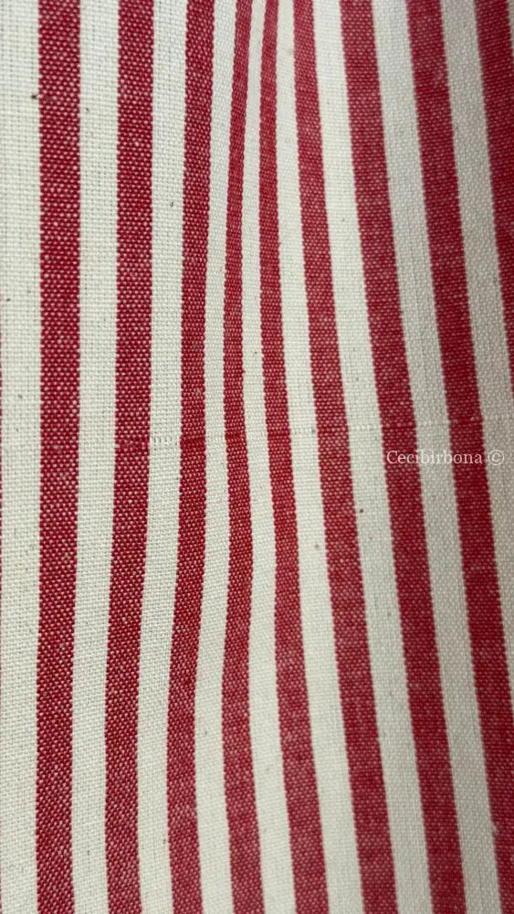 Grembiule da cucina per donna in cotone a righe rosso ciliegia con malfattura (Ref. 521/A) - grembiule donna tessuti