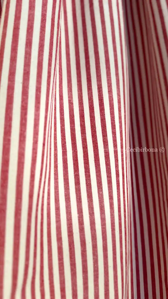 Grembiule da cucina per donna in cotone a righe rosso ciliegia con malfattura (Ref. 521/A) - grembiule donna tessuti