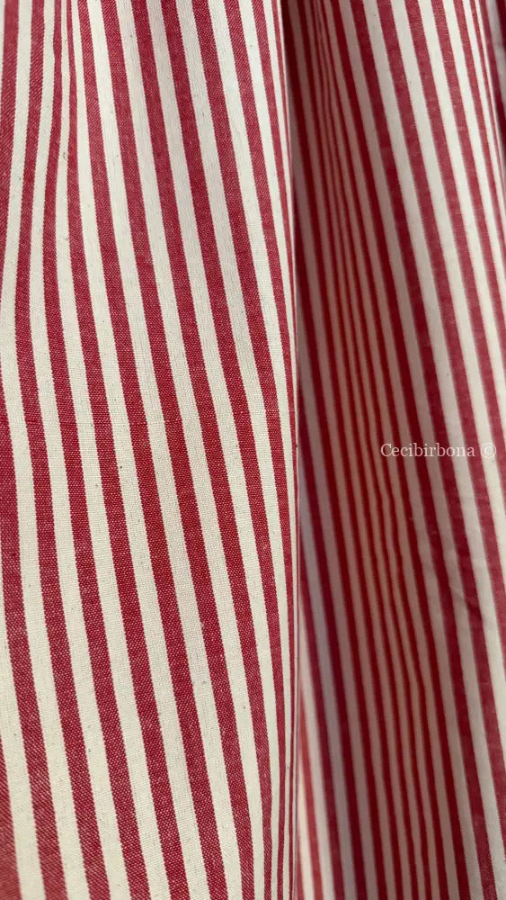 Grembiule da cucina per donna in cotone a righe rosso ciliegia con malfattura (Ref. 521/A) - grembiule donna tessuti