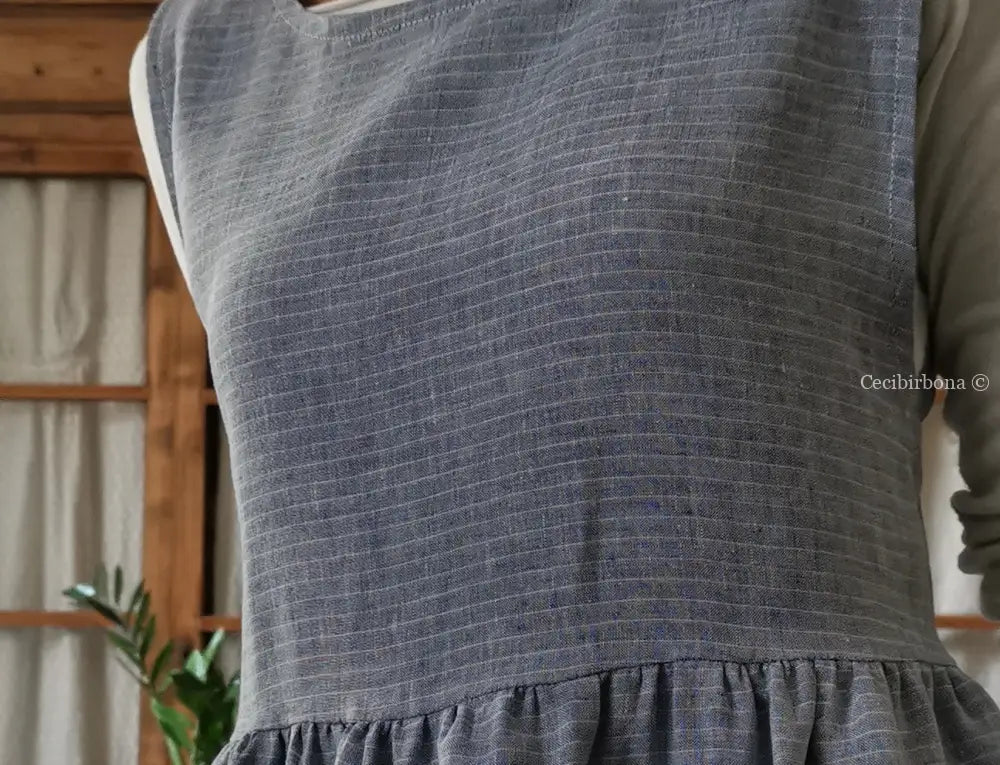 Grembiule da cucina per donna in lino azzurro (Ref. 89) grembiule donna tessuti moderni