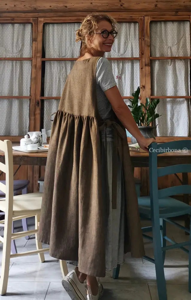 Grembiule da donna in lino pesante color ruggine grembiule donna tessuti moderni