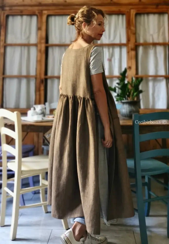 Grembiule da donna in lino pesante color ruggine grembiule donna tessuti moderni