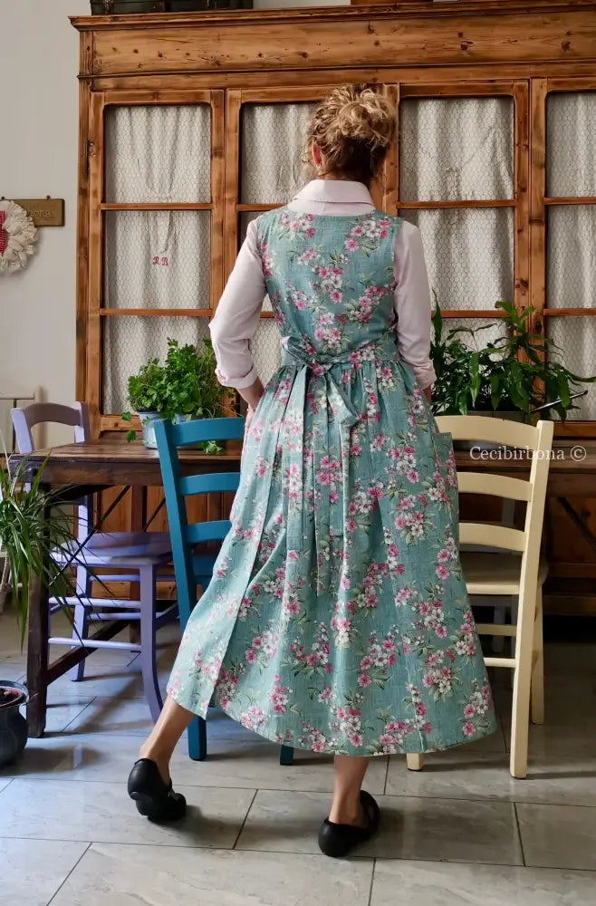 Grembiule della primavera verde acqua (Ref. 505) - grembiule donna tessuti moderni