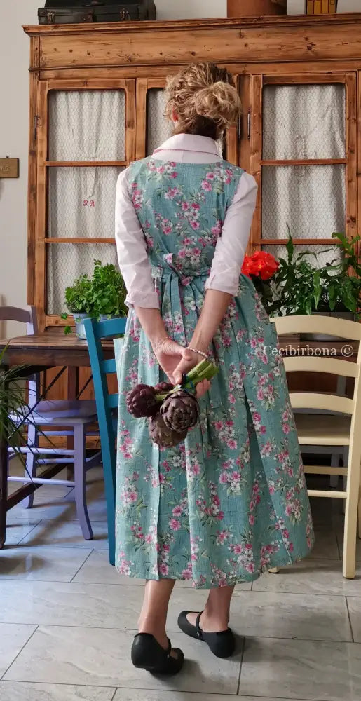 Grembiule della primavera verde acqua (Ref. 505) - grembiule donna tessuti moderni