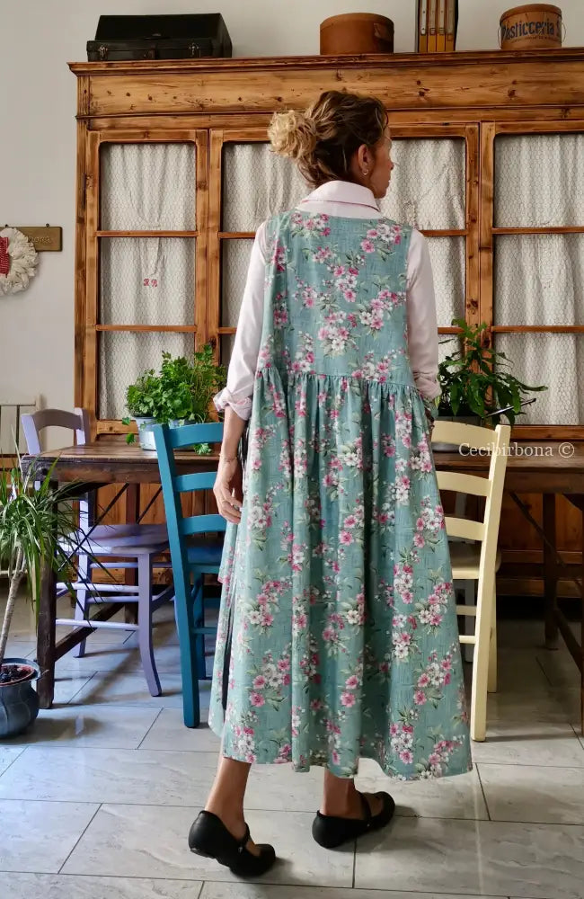 Grembiule della primavera verde acqua (Ref. 505) - grembiule donna tessuti moderni