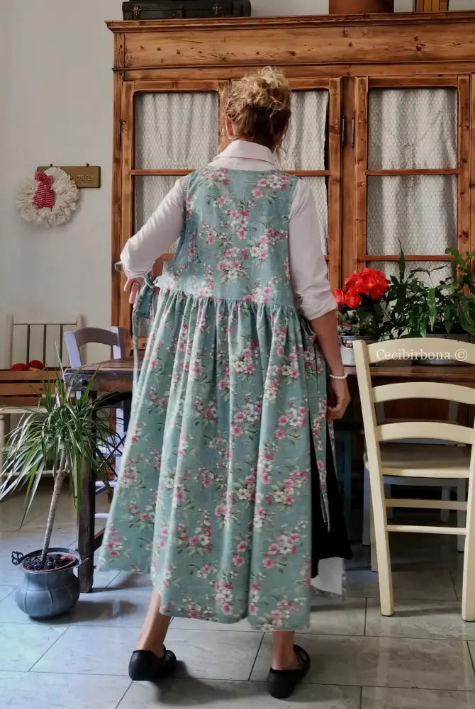 Grembiule della primavera verde acqua (Ref. 505) - grembiule donna tessuti moderni