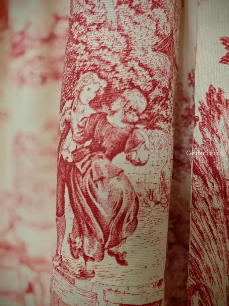 Grembiule di toile de Jouy rossa (Ref. 308) grembiule donna tessuti moderni