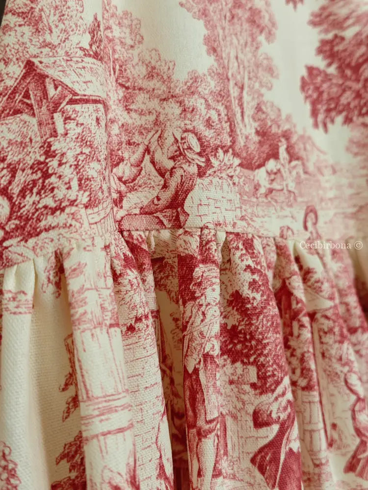 Grembiule di toile de Jouy rossa (Ref. 308) grembiule donna tessuti moderni