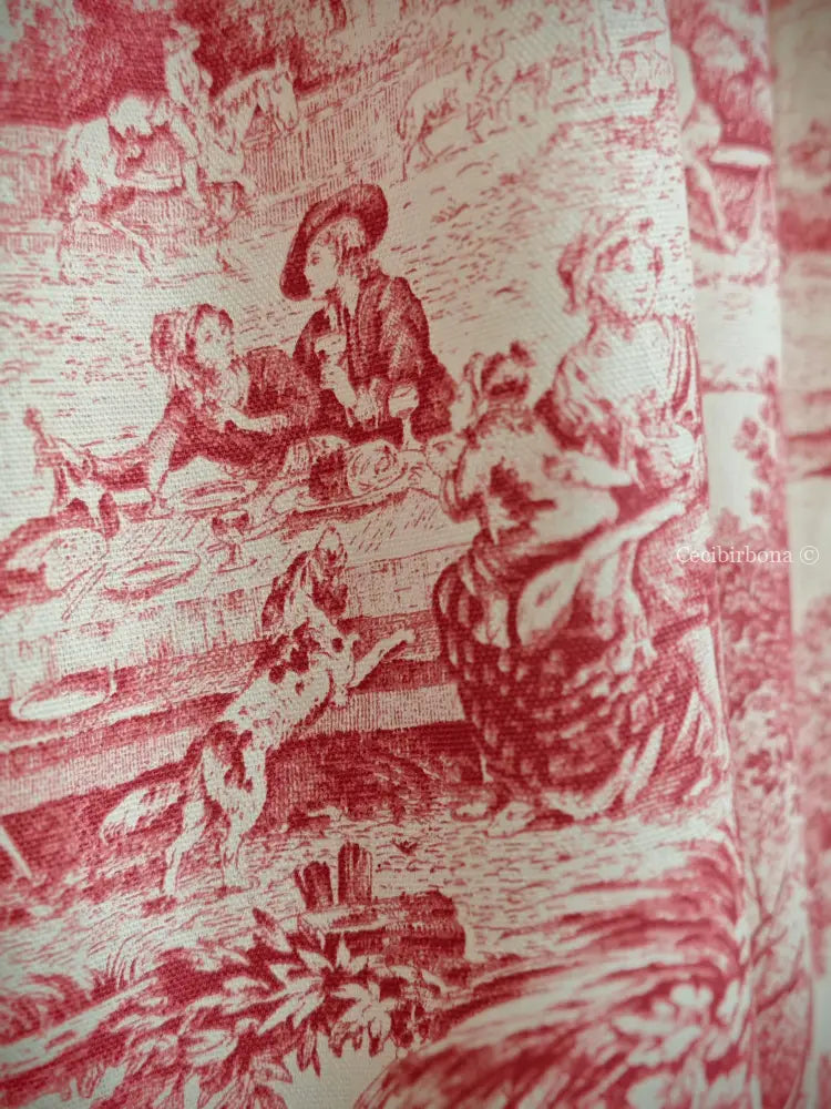 Grembiule di toile de Jouy rossa (Ref. 308) grembiule donna tessuti moderni